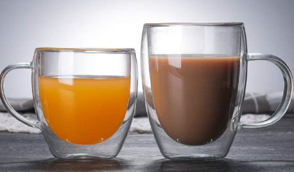 Morningplace Glasmuggset med dubbelväggig tumlare/mugg, värmebeständig (450ml, 2)