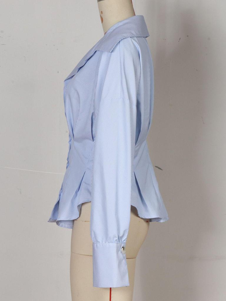 Trendy Women's European & American Striped Long-Sleeve Shirt - Niche Spring/Autumn Design