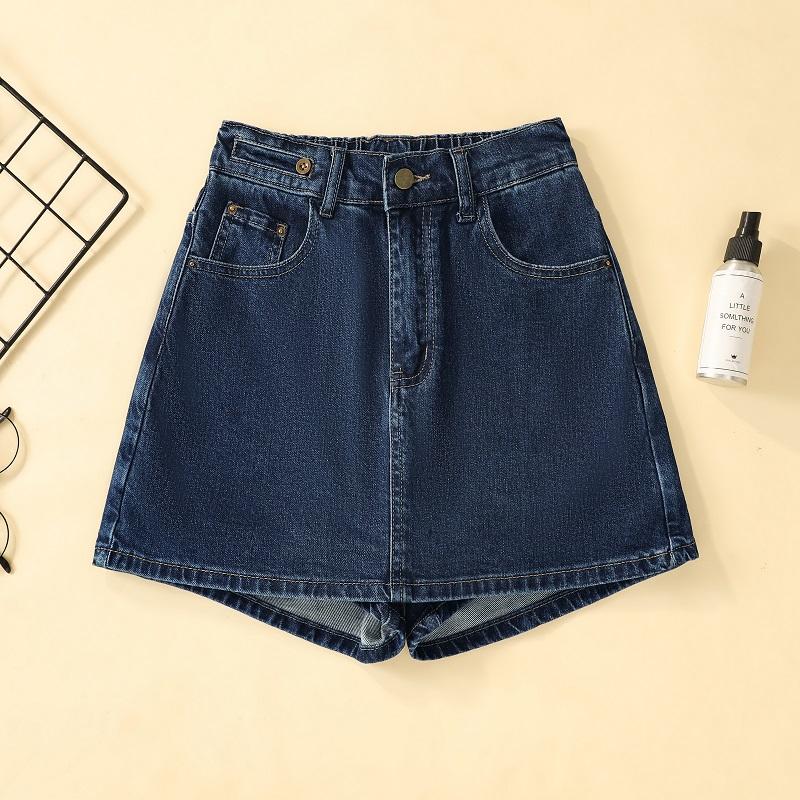 

Dimanaf 2025 Новые летние короткие брюки-юбки, джинсы, брюки женские, свободные, повседневные, джинсовые, шаровары, большие синие брюки 4XL синий