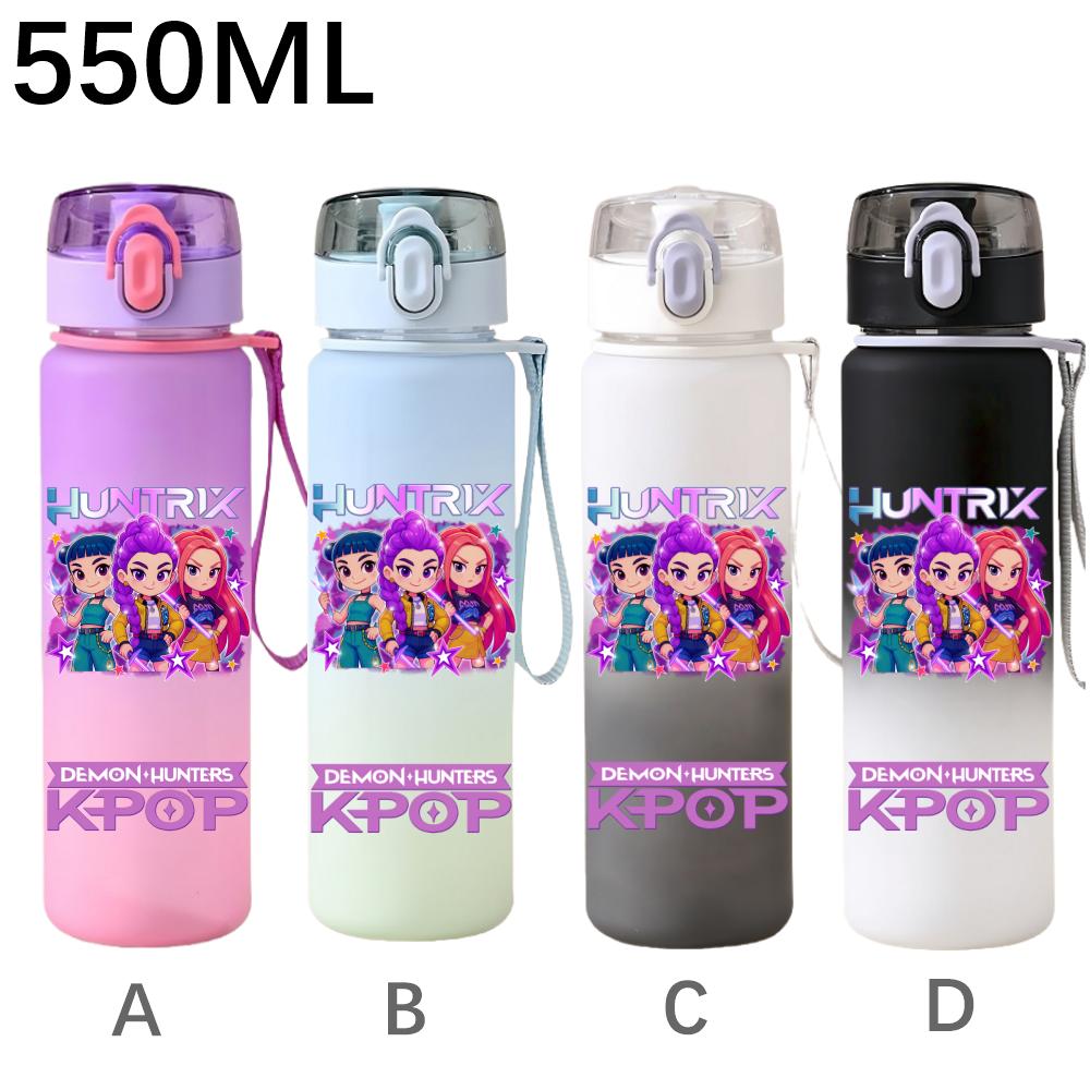 550ML KPop Demon Hunters Cartoon Print Sport Water Bottle Leak Proof Water Cup Outdoor Sports Drinking Bottle Birthday Gifts