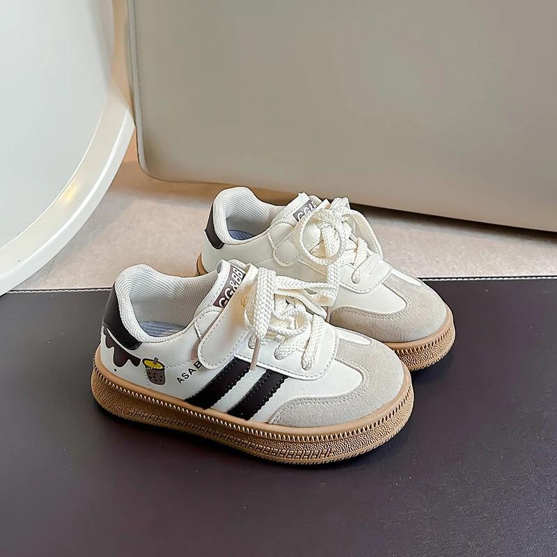 Children's Skate Shoes Girls White Sneakers 2024 Spring New Fashion Boys Canvas Shoes Kids Sports Shoes Unisex Casual Sneakers