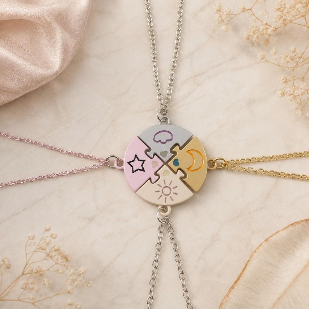 Collar Portátil de Rompecabezas de Corazón 3/4 Tonos Colgante de Rompecabezas Collar para Amigos Joyería para Niños