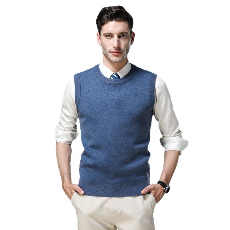 Spring and Autumn Men's Knitted Sweater Bottom Shirt Crew Neck Sleeveless T-Shirt Knitted Vest Vest