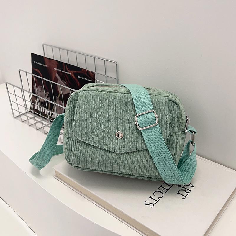 Women Corduroy Crossbody Shoulder Small Square Bag Casual Fashion Daily Handbag
