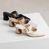 Pointed Chunky Easy To Slip On and Work HIMIKO Metal Accent Mule S Toe, Heel, 6.5cm Heel, Off, Pumps, (Himiko), Pumps, 640012, beige/C
