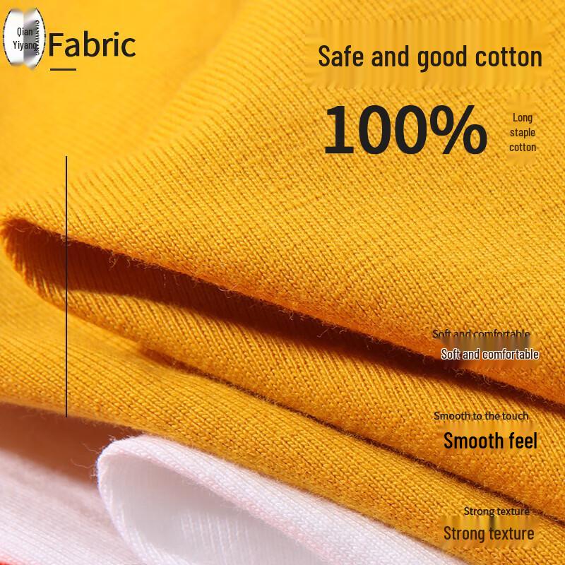 QIANYIYANG Unisex Heavyweight Pure Cotton Short Sleeve T-Shirt