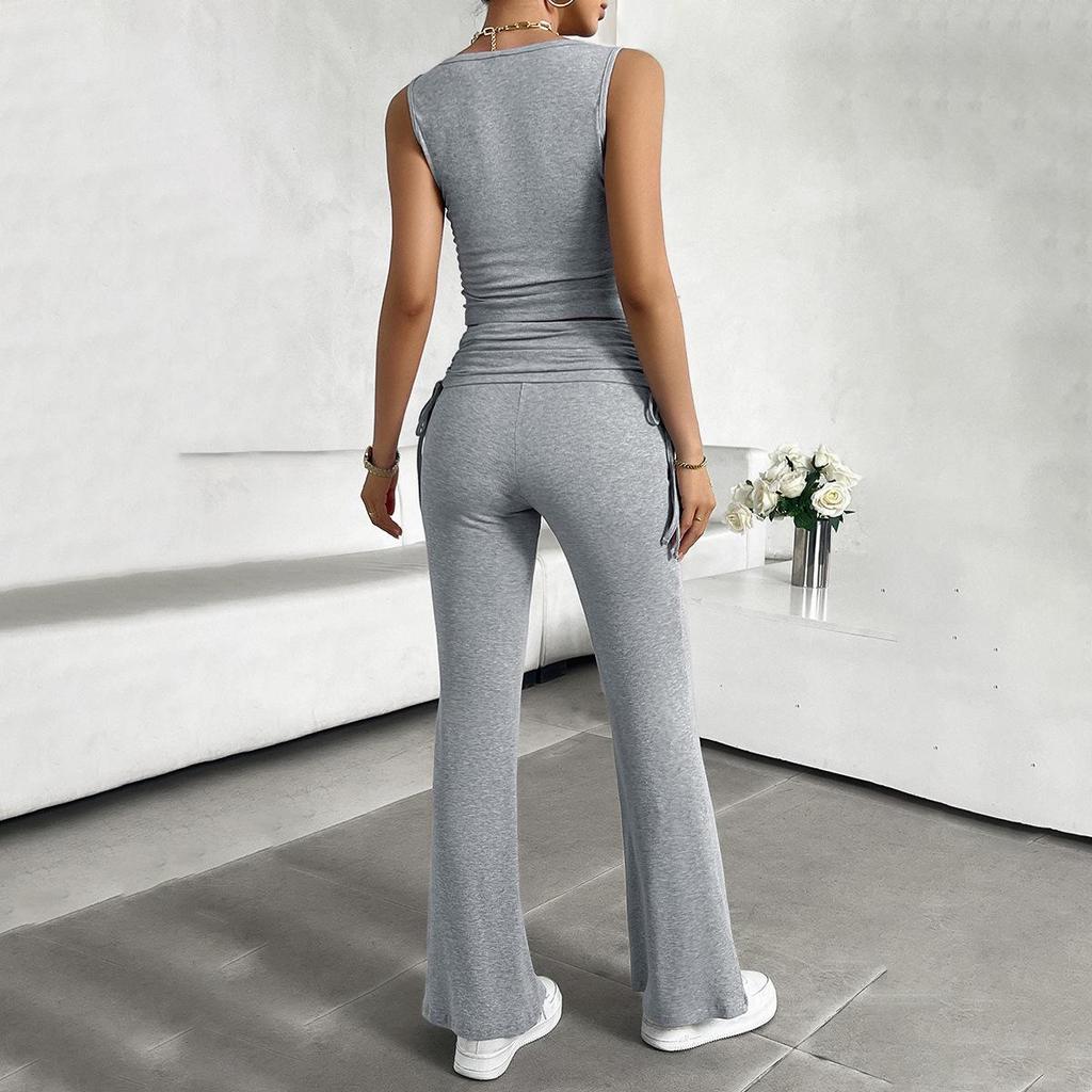 Diyun Women's 2024 Spring/Summer Casual Slim-fit Tank Top & Long Pants Set - European & American Style