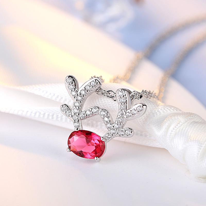 

S925 Silver Elk Pendant Necklace - Christmas/New Year Gift for Women S925 Silver