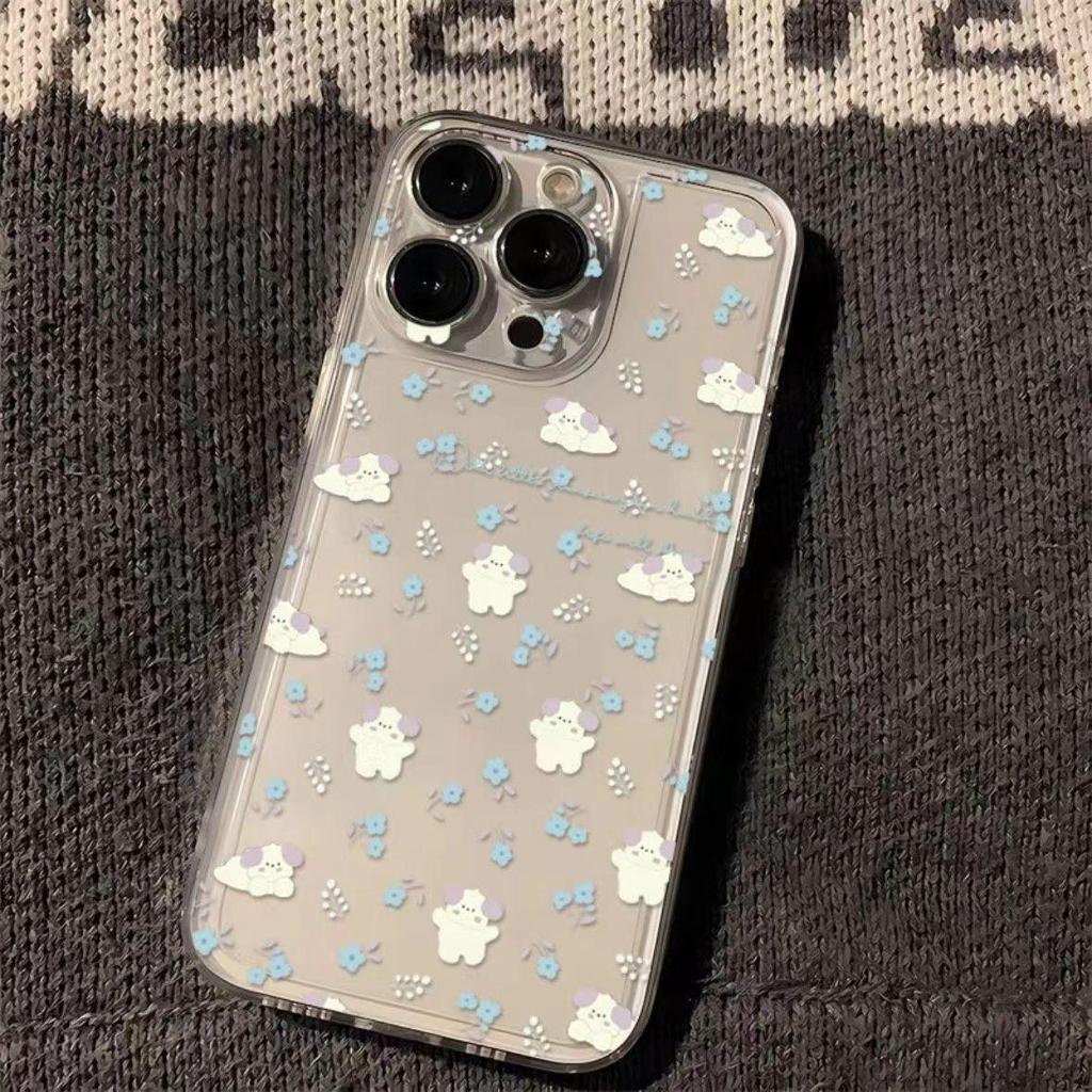 Blue Floral Phone Case for iPhone 13, 14, 15, 16, Pro, and Pro Max