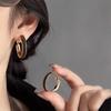 Sleek Minimalist Velvet Silver Hoop Earrings - Chic & Versatile