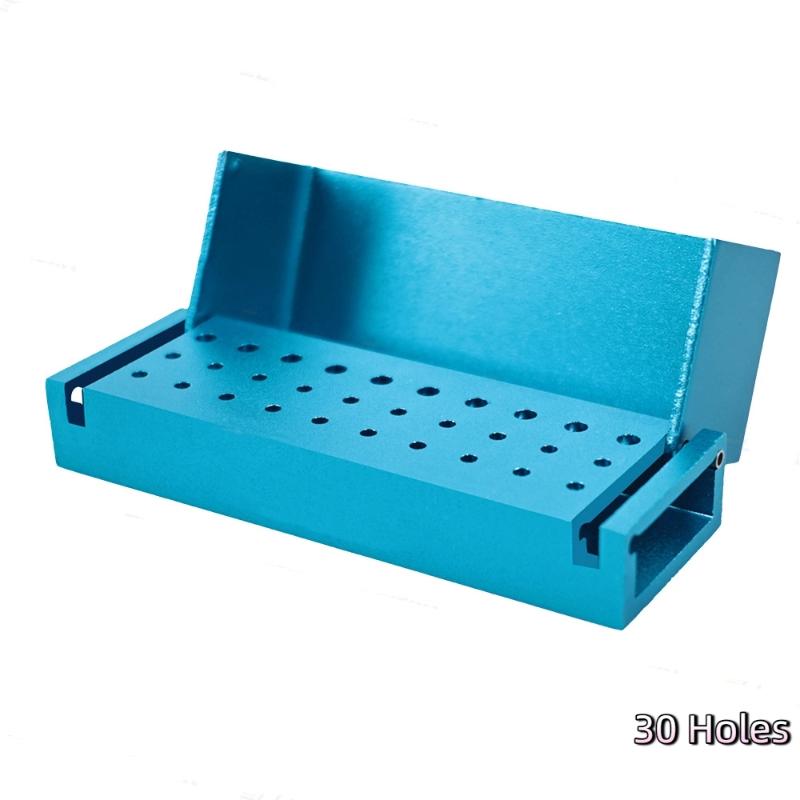 Dental Diamond Burs Drill Disinfection Block 30 Holes Multicolour High Speed Handpiece Burs Storage Organization Holder синий