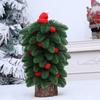 Tabletop Mini Christmas Tree Small Artificial Pine Tree with Wooden Base And Red Balls for Indoor Home Kitchen Dining Table Decor