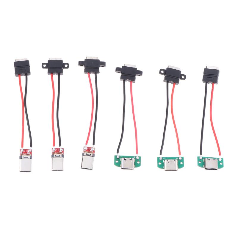 1/3Pcs 3A 5V Usb Female Base Type-C Socket And Female Usb Male Charging Socket Power Socket With Cable Connector