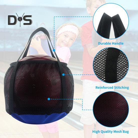 Bowling Mesh Bag Single Ball Tote Bag with Handle Bowling Ball Holder Sports Equipment Storage Net Bag for Gym Outdoor