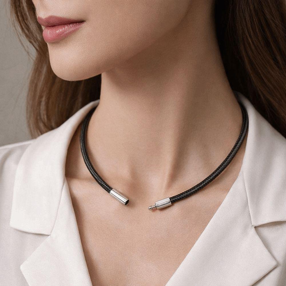 Black Leather Rope Necklace 45cm DIY Pendant Braided Cord Necklace with Clasp Waterproof Cord Chain Line String Men Women