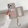 For iPhone 15 Pro Case Card Slots Kickstand PU Leather Back Cover with Zipper Pocket,Wrist Strap