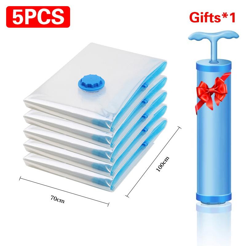 Vacuum Storage Bags, Space Saver Bag, Vacume Pack Storage Bag for Clothes Blankets Travel Storage,Reusable Bags Double Zip Seal