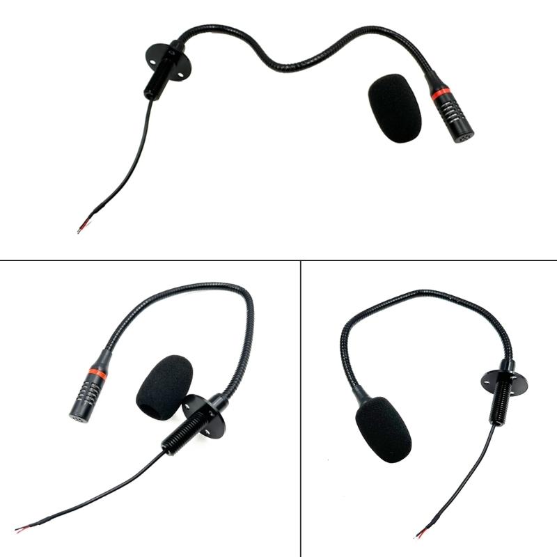 Omnidirectional Gooseneck Mic Metal Hose Microphone with Bare End Cable for Public Transport and Live Broadcasting