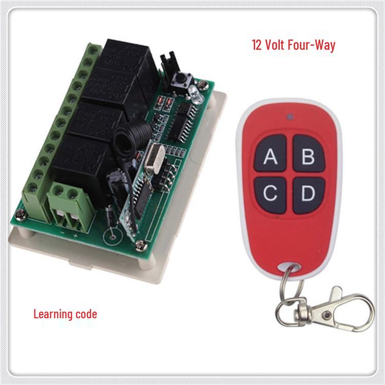 AOKE 12V Four-Way Wireless Remote Control Switch + Red Remote Dual Remote Control Switch