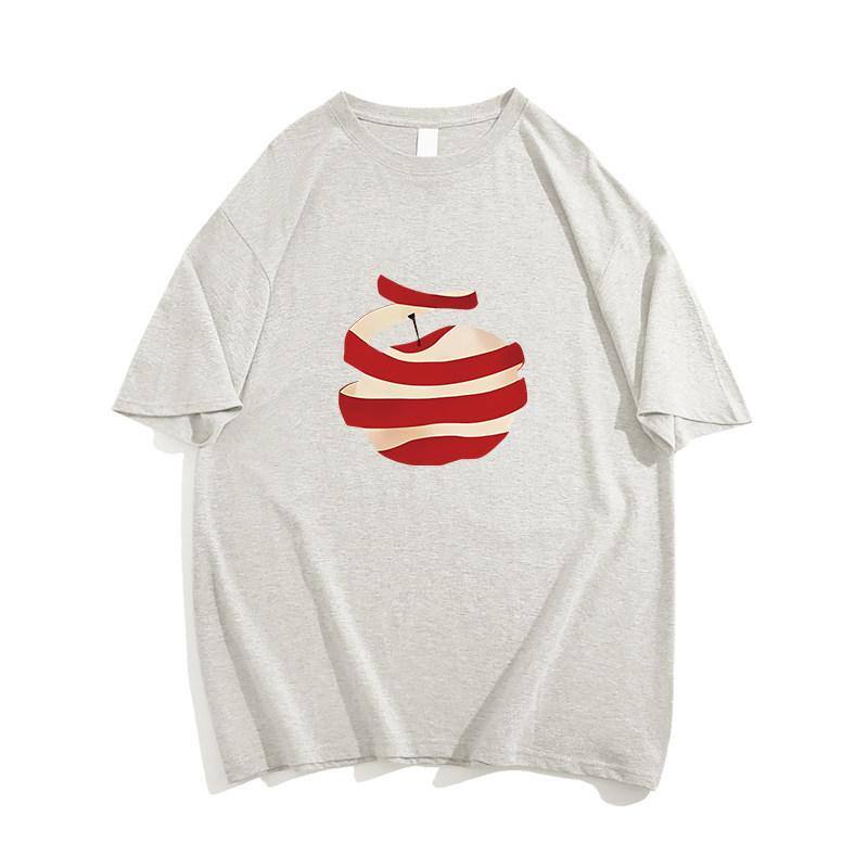 White Cotton Apple Short-sleeved T-shirt Women's Summer New Design Sense Niche Loose American Half-sleeved Top Trendy