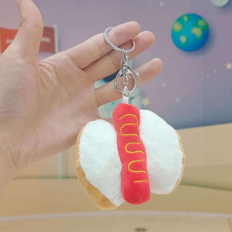 12cm Kawaii Essen Brot Hamburger Hund Pommes Plüschtier Weicher Gefüllter Plüsch Anhänger Schlüsselanhänger für Kinder Geschenke Spielzeug