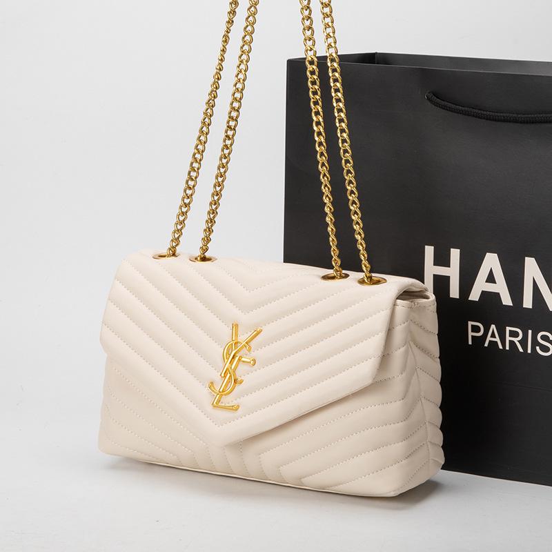 The BAY 2025 Dames Klassieke Ketting Handtas: Veelzijdige, Modieuze Crossbody- & Schoudertas vuilwit