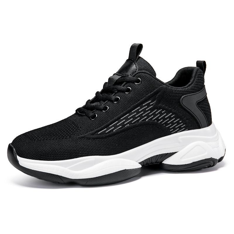 Men s Flyknit Breathable Height-Boosting Running Shoes - 8CM Lift, Spring & Autumn Style Size 44