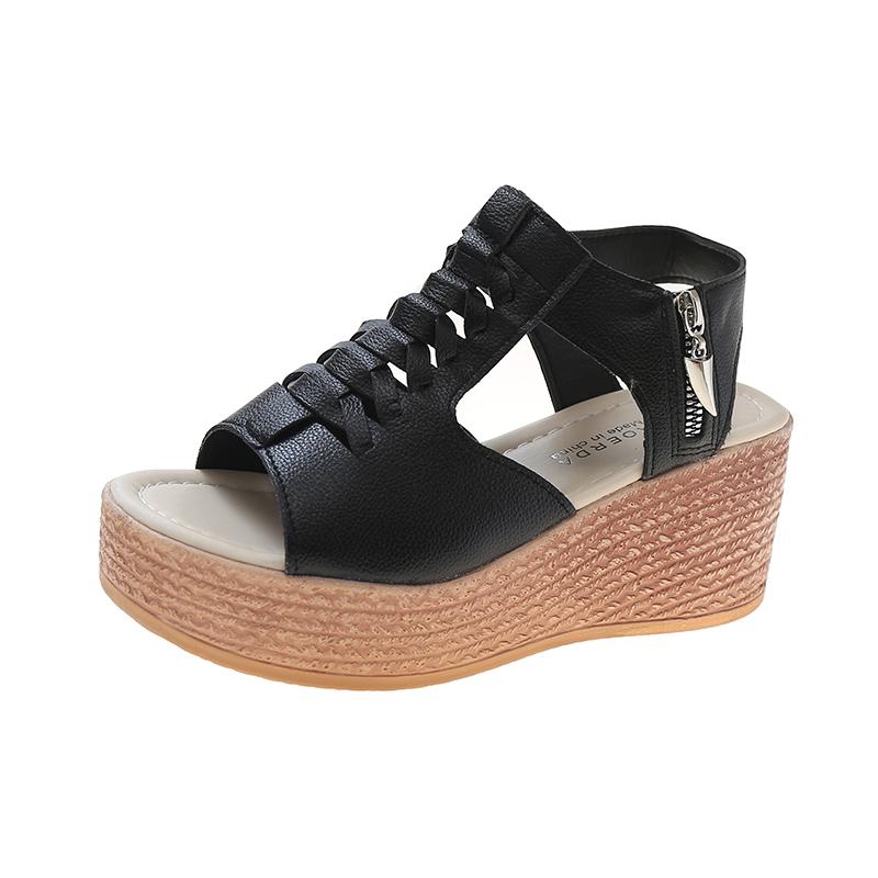 Fashion Women Lightweight Wedge Heels Sandals Female Summer Ankle Buckle Chunky Platform Sandals Ladies Peep Toe High Heeled Beach Shoes