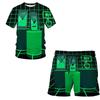 3D-Druck übergroßes modisches T-Shirt-Shorts-Set Harajuku Freizeit reifer Kurzarmanzug Mobile Technologie Zweiteiliges Set