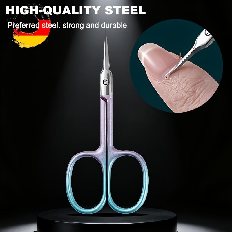 Gradient Nail Cuticle Scissors with Sharp Stainless Steel Blades Professional Precision Curved Tip for Nail Foot Brow Lash