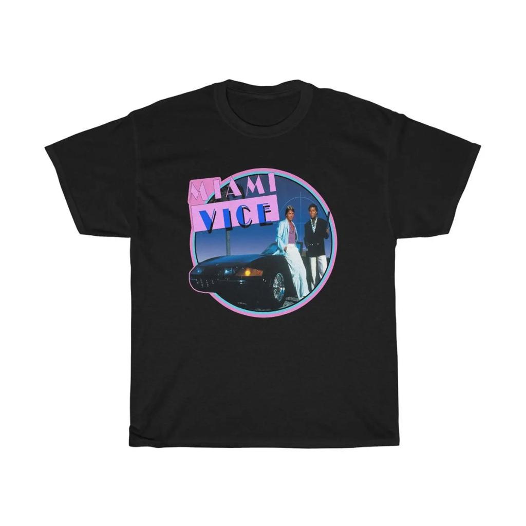 Miami Vice Retro Action Tv Show Don Johnson Black T Shirt Size S To 5xl Vintage Washed Breathable Graphic Fashion Stretched