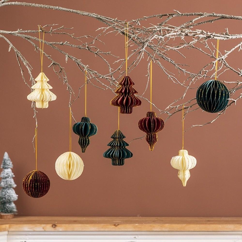 Solid Color Christmas Tree Pendant Paper Christmas Tree Decoration Home