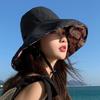 Japanese double-sided flower hat female summer big edge face covering cotton and linen bucket hat sunshade sunscreen ultraviolet sun hat