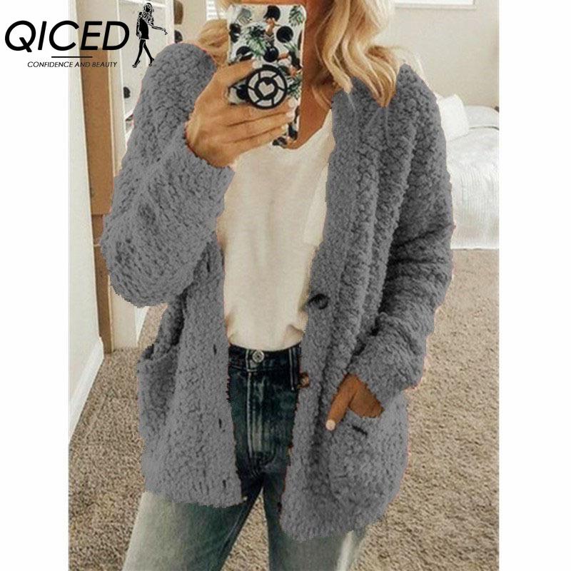 

QICED Женские винтажные повседневные куртки и пальто с клетчатым принтом, с длинным рукавом, на осень-зиму XXXXXL темно-серого