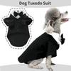 Dog Tuxedo Suit, Formal Pet Shirt Costume Wedding Attire with Black Bow Tie, Pet Outfit Apparel for Small Dogs Cats (Black, Large)