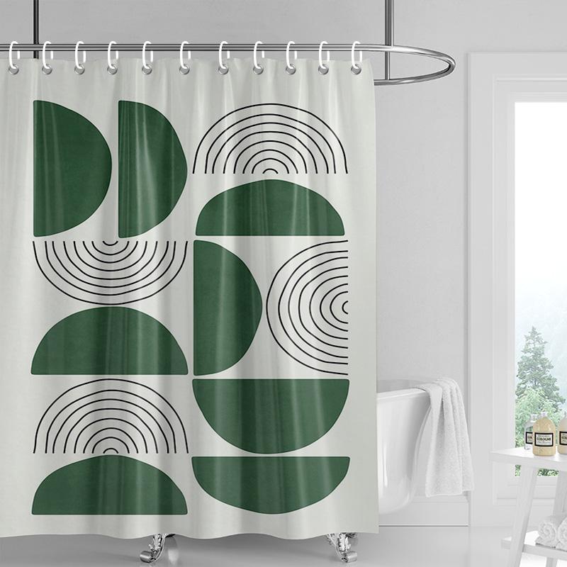 

Ins Style Bathroom Soft Cloth Shower Curtain Abstract Geometric Pattern Design Waterproof Bathroom Door Curtain Decoration W60H190(CM)-1 Pcs