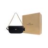 Coach Brook Flap 24 Metal Logo Detachable Shoulder Strap Leather Shoulder Bag Medium Women Shoulder Bag Black CAN90-B4BK