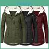 Elegante Parka Giacca Cappotto in Ecopelliccia da Donna con Cappuccio Capospalla Invernale Caldo in Nero