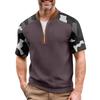 Men's Summer Camouflage Color Casual T-shirt Sports Breathable Zipper Collar Top
