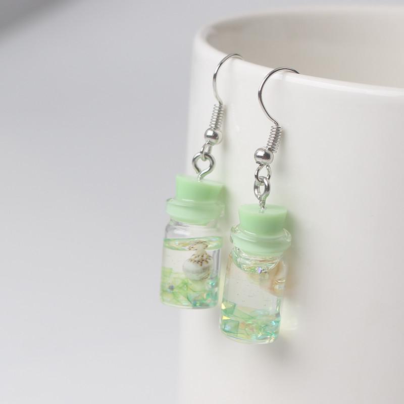 Cute Acrylic Pendants Hook Earrings Sequins Beer Bottle Women Dangle Earrings Korean Fashion Bear Small Earrings Pendientes