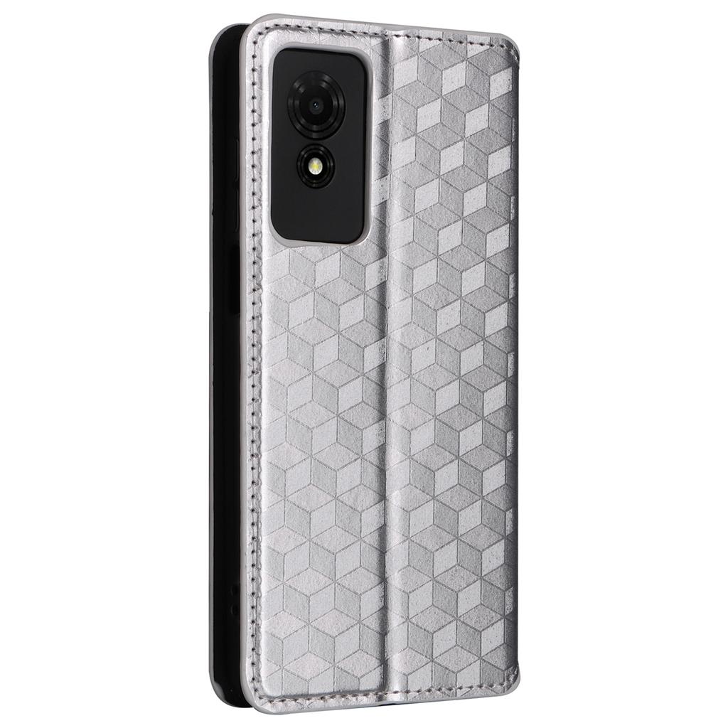 For TCL 501 T433D Case Rhombus Imprinted Phone Cover with Wallet Card Slots