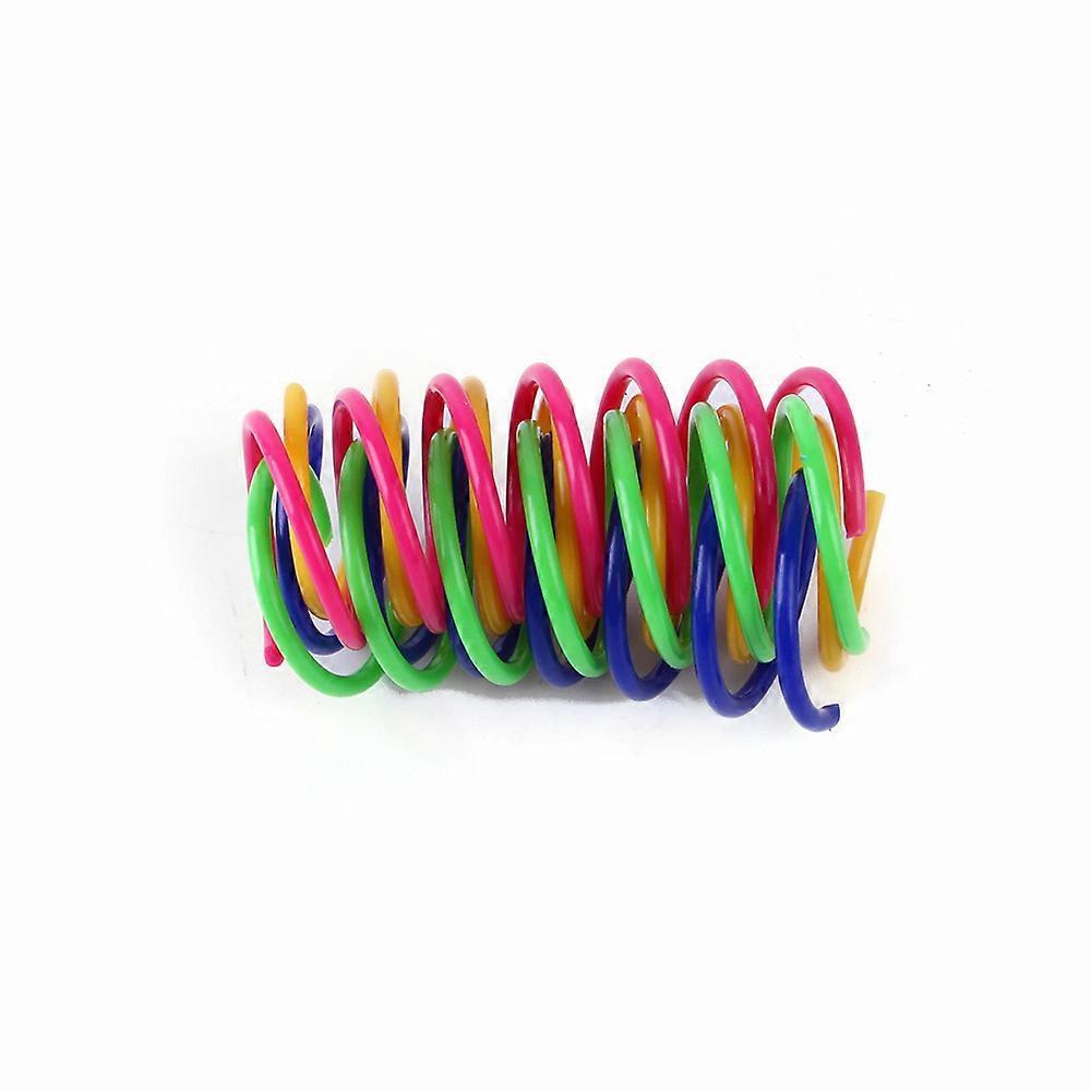 60 PCS Cat Spring Toy Plastic Colorful Coil Spiral Springs Pet Action Wide