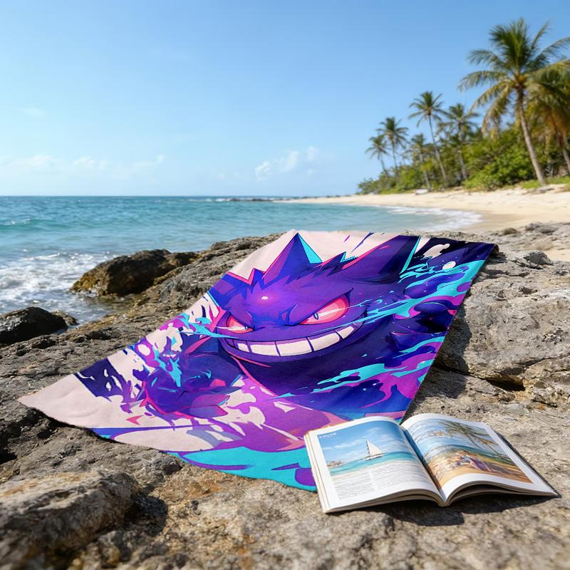 1pc Gengar1 Beach Towel, Beach and Seaside Swimming Pool Equipment, Fashion Pattern, Rectangular, Travel Essentials