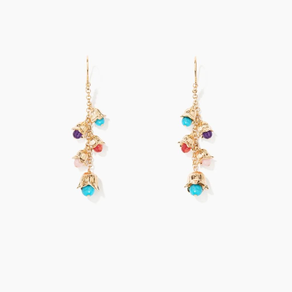 High-End Exquisite Light Luxury Heavy Industry Creates Bluebell Inlaid With Colorful Gemstones Long Thick Chain Necklace Earrings