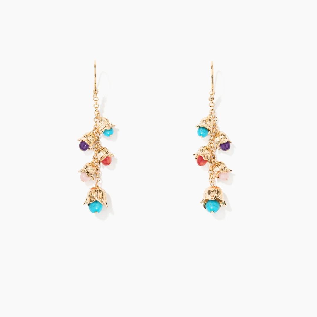 Высококачественное Изысканное Легкое Роскошное Тяжелая Промышленность Создает Голубой Колокольчик Инкрустированный Цветными Драгоценными Камнями Длинная Толстая Цепочка Ожерелье Серьги