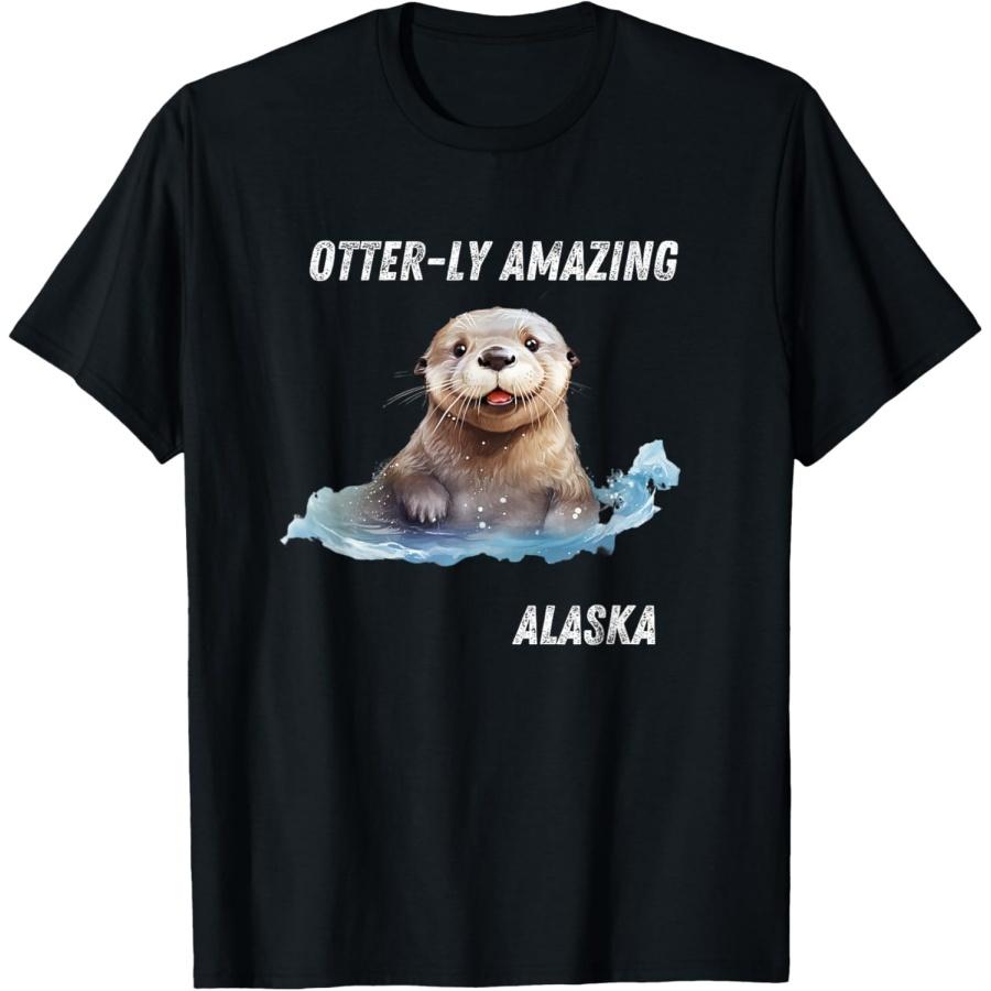 

Otter-ly Amazing Alaska_ Adorable Otter Graphic Souvenir T-Shirt XXXXXL чорний