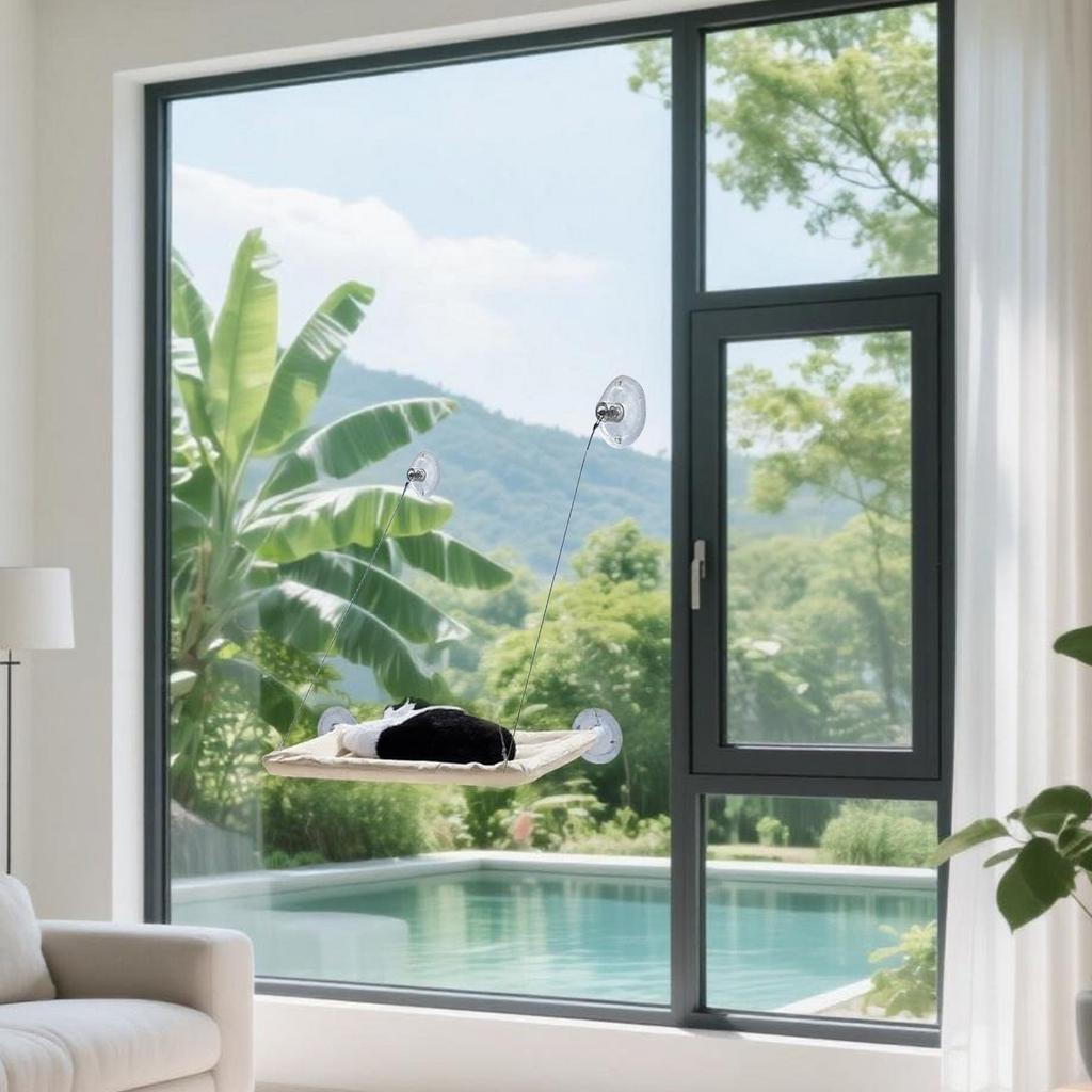 Pet Suction Cup Type Cat Viewing And Resting Bed, Removable Washable Cat Glass Hanging