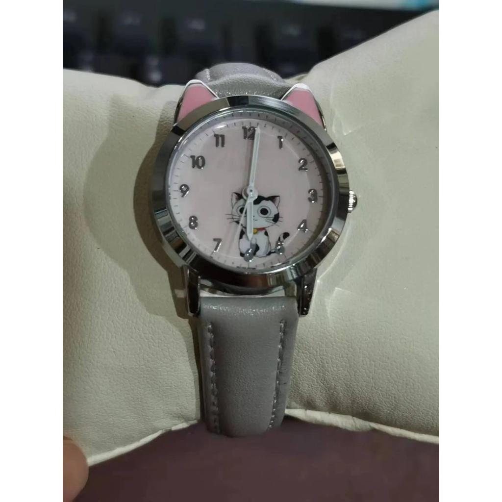 UTHAI Children Watch Girl Pink Cute Cartoon Cat Watch Waterproof 5-15 Year Old Primary School Student Women Fashion Quartz Clock