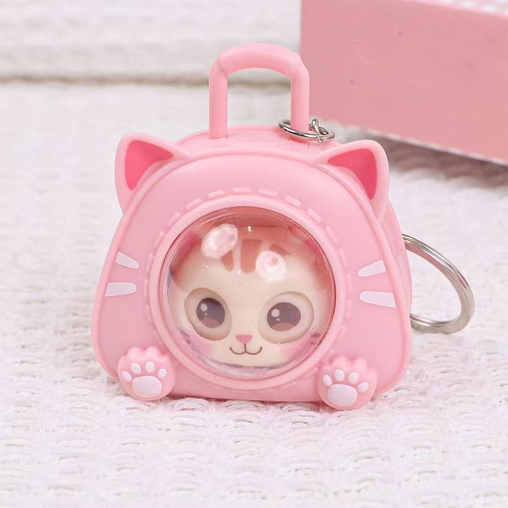 Cartoon Eye Changing Cat Bag Keychain Funny Capsule Cat Key Chain Cat Kitten Toy  Office Desktop