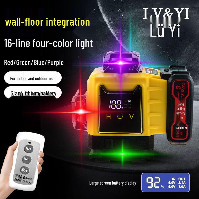 Lv Yi 12-Line Digital Laser Level with High-Precision Purple, Green, Red Light for Outdoor and Indoor Use